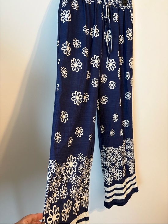 None Pants - Women's Navy Floral Wide-Leg Pull-On Pants